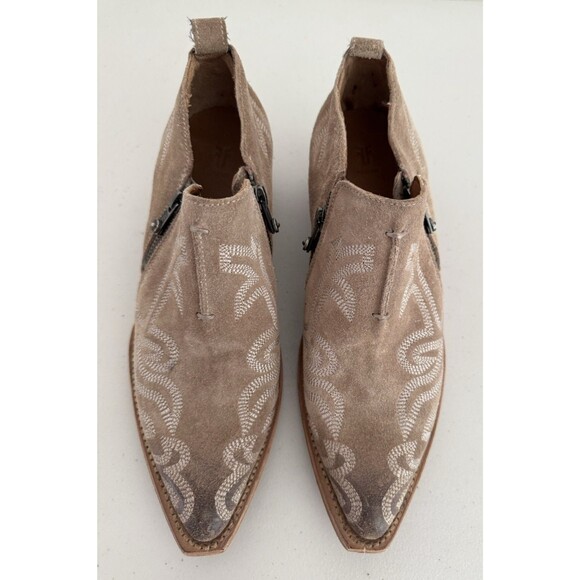 Frye Sacha Primrose Shooties Women Size 9 Tan Western Embroidered Ankle Boots - Picture 5 of 14
